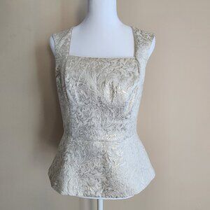 Ladies White House Black Market Metalic Brocade Sleeveless Top Size 6 EUC